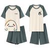 Summer Cartoon Couple Pajama Set: Short-Sleeve, Loose, Breathable Home Wear for Men & Women