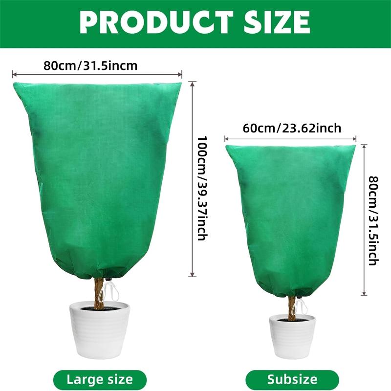 Набор из 4 зимних чехлов для растений для защиты от заморозков GreenFrostBlankets со шнурком-затяжкой на молнии для уличных горшечных кустарников и деревьев в холодную погоду