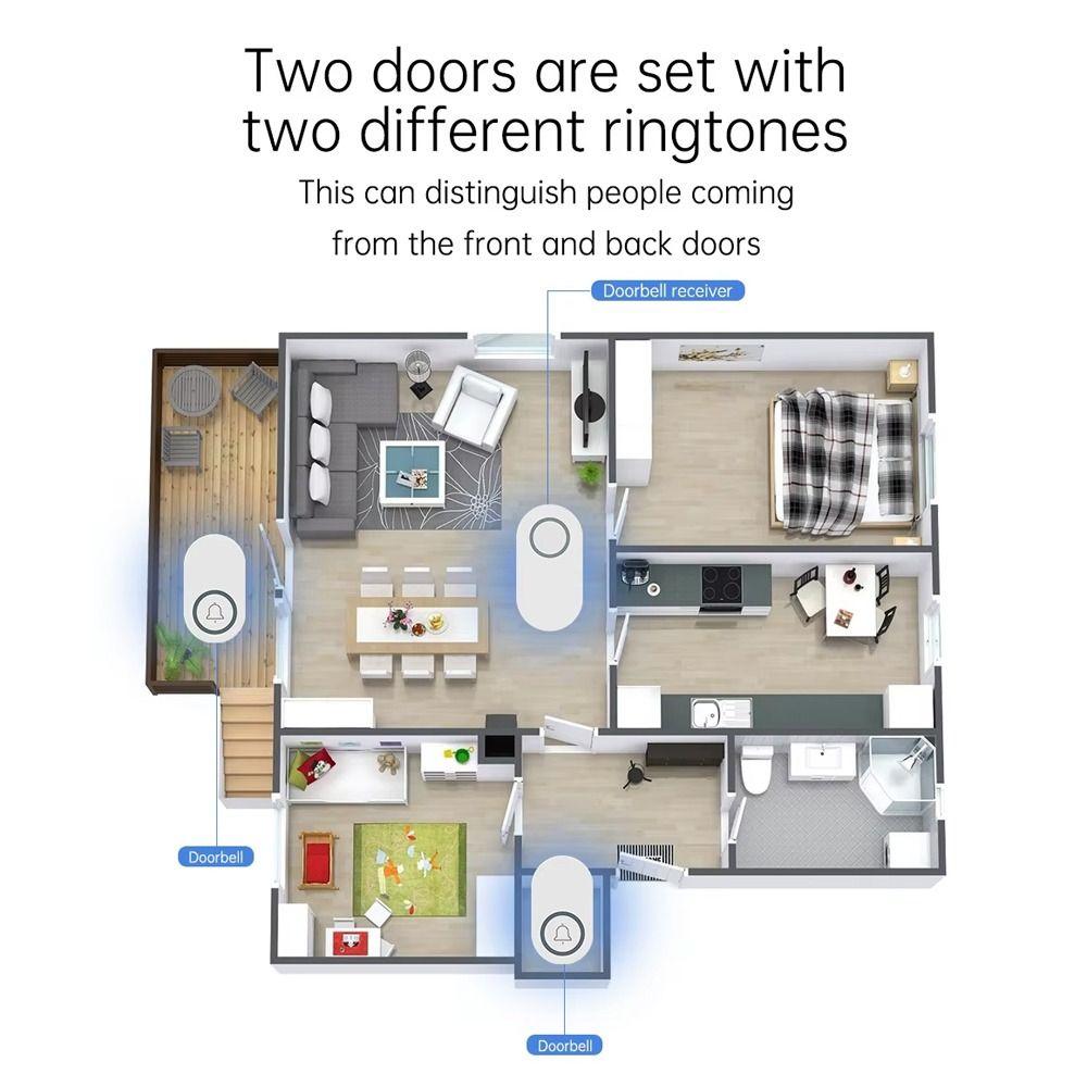 US/EU/UK Plug Wireless Doorbell Waterproof Induction Door Bell Door Chime Kit  Outdoor