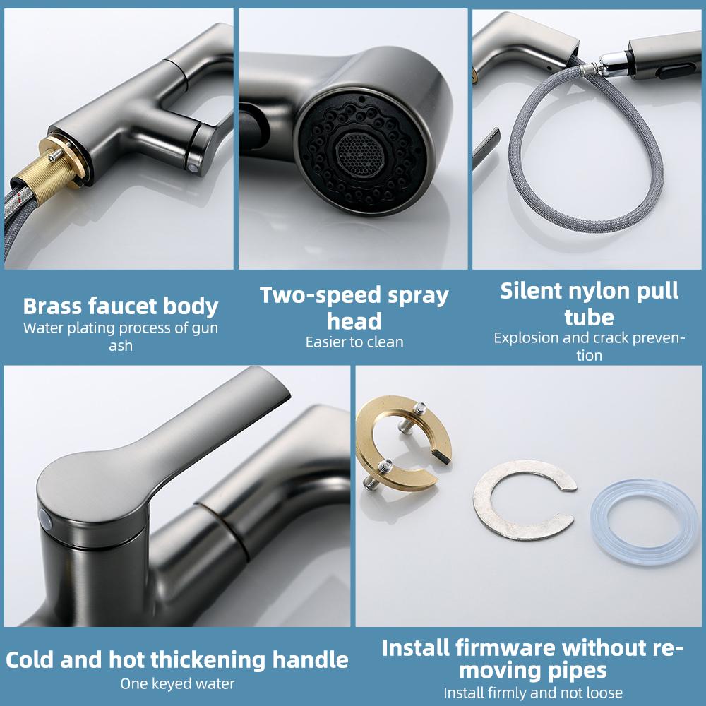 Поворотные и подъемные кухонные смесители с выдвижным распылителем, регулируемая по высоте, поворот на 360 градусов