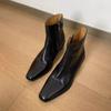 2025 новые ботинки ретро квадратный носок толстый каблук боковая молния короткие ботинки женские в британском стиле ботинки Мартин универсальные ботинки челси