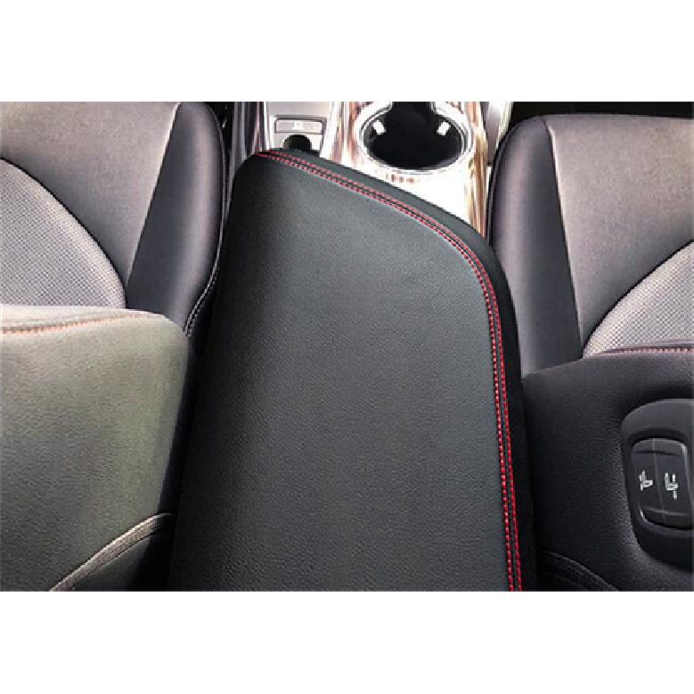 Black Leather w/ Red Line Central Armrest Box Case Cover For Toyota Camry 18-22