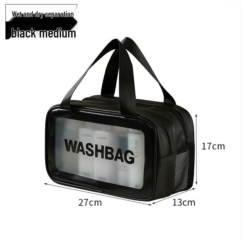 Women's Waterproof Large-Capacity Travel Makeup Bag with Wet/Dry Separation and Transparent Swim Compartment