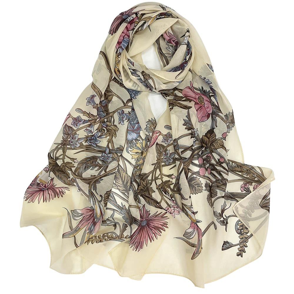 Sun-Resistant Silk Scarf Breathable Long Wraps Portable Beach Shawl for Women