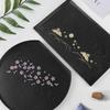 Japanese Cherry Blossom Plastic Tray - Rectangular/Round, Imitation Wood Grain, for Tea Cups & Fruit, Black