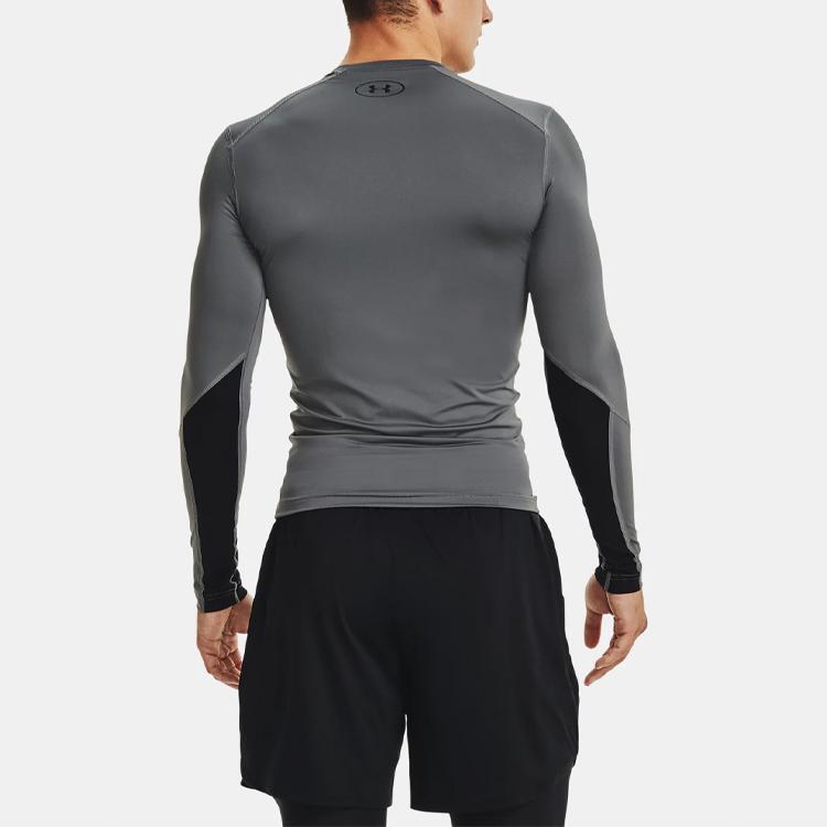 Under Armour HeatGear Long Sleeve Sports Tee Men Tops Grey 1351817-012