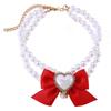 Lightweight Pet Pearl Necklace Shiny Pet Necklace Collar  Suitable for Small To Medium Dogs
