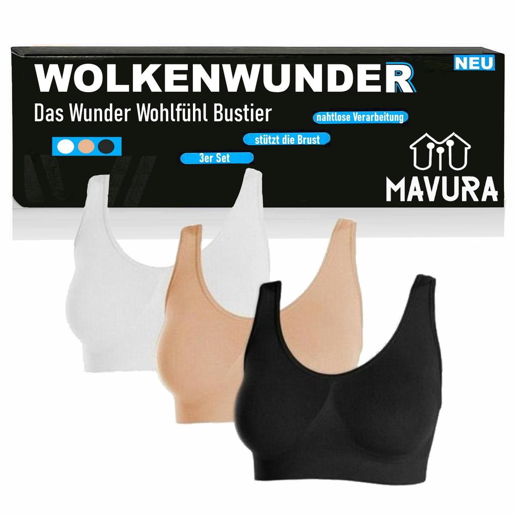 WOLKENWUNDER The Wonder Feel-Good Bustier Seamless Bra Replacement Without Underwire Set of 3