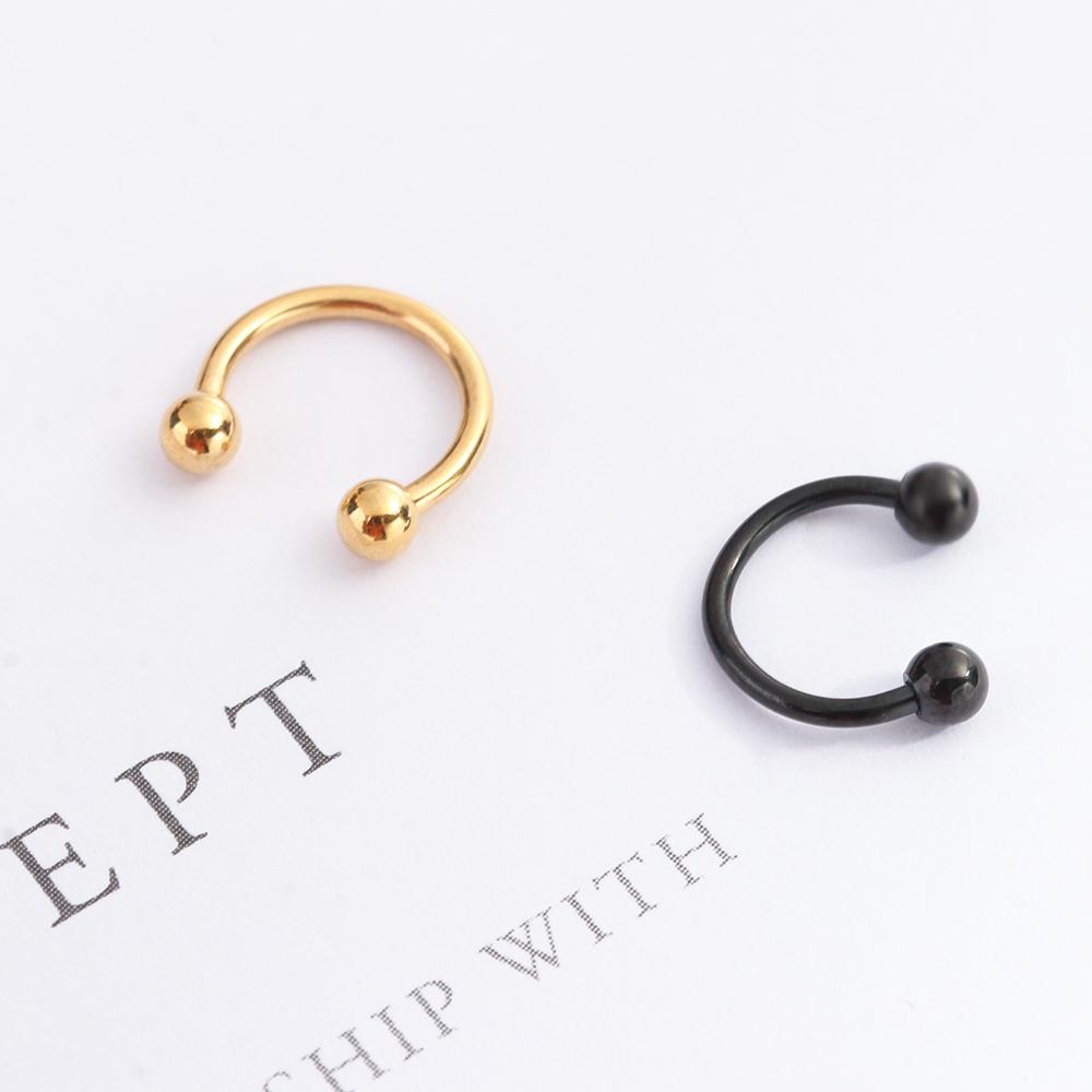 Women C Shape Ball 1 Pcs Stud Earrings Stainless Steel Lip Rings Nose Rings Jewelry Body Piercing