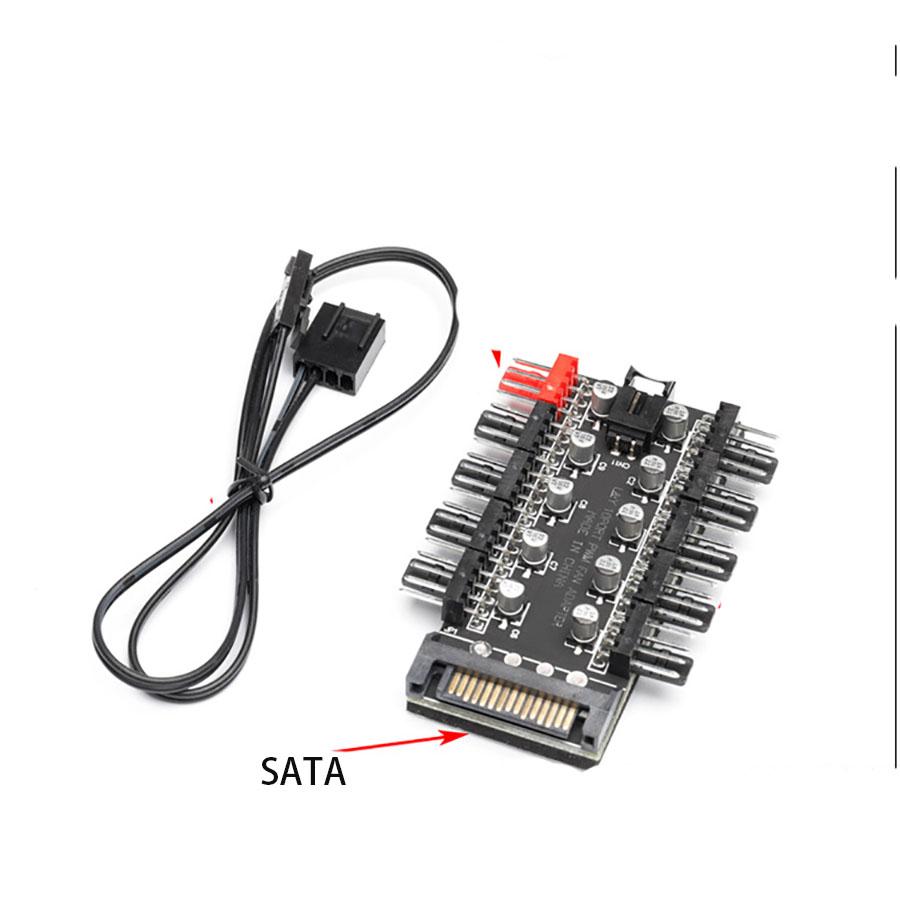 PWMHUB10D50 10-портовый PWM 4-контактный хаб для вентиляторов охлаждения ЦП / корпуса / шасси, 10 портов 12 В 4-контактный хаб-контроллер PWM для вентиляторов