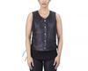 Women Button Vest Waistcoat Handmade Black Genuine Lambskin Leather Western Classic