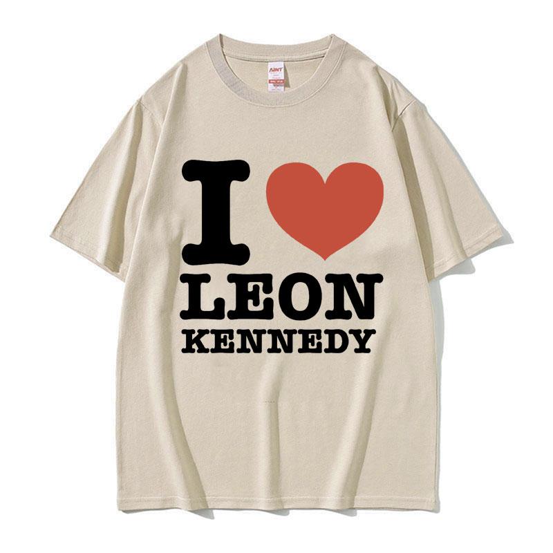 I Heart Leon Kennedy Print TShirts Unisex Womens Clothing Fashion Vintage T Shirt Male Oversized Cotton Short Sleeve Tshirt Tops