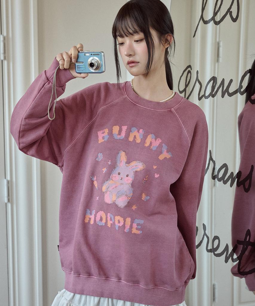 CPGN STUDIO Pastel Bunny Raglan Pigment Sweatshirt Dusty Pink