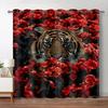 Leopard Flower Window Curtain Living Room Tiger Block Out Curtains For Bedroom Dorm Wild Lion Rose Aesthetic Home Decor 2 Panels