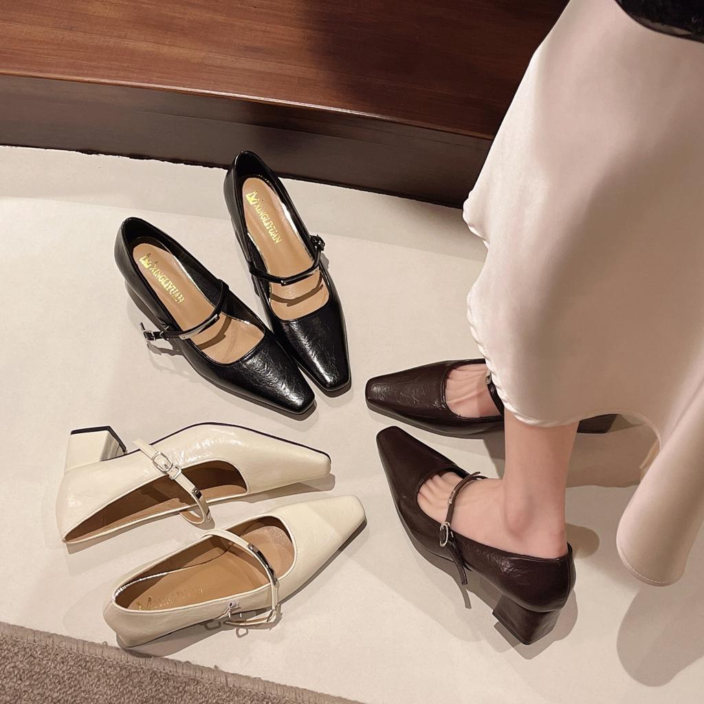 Весенне-летние новые ретро туфли Мэри Джейн женские универсальные с квадратным носком, толстым каблуком, с открытым верхом, одинарные туфли с женщинами