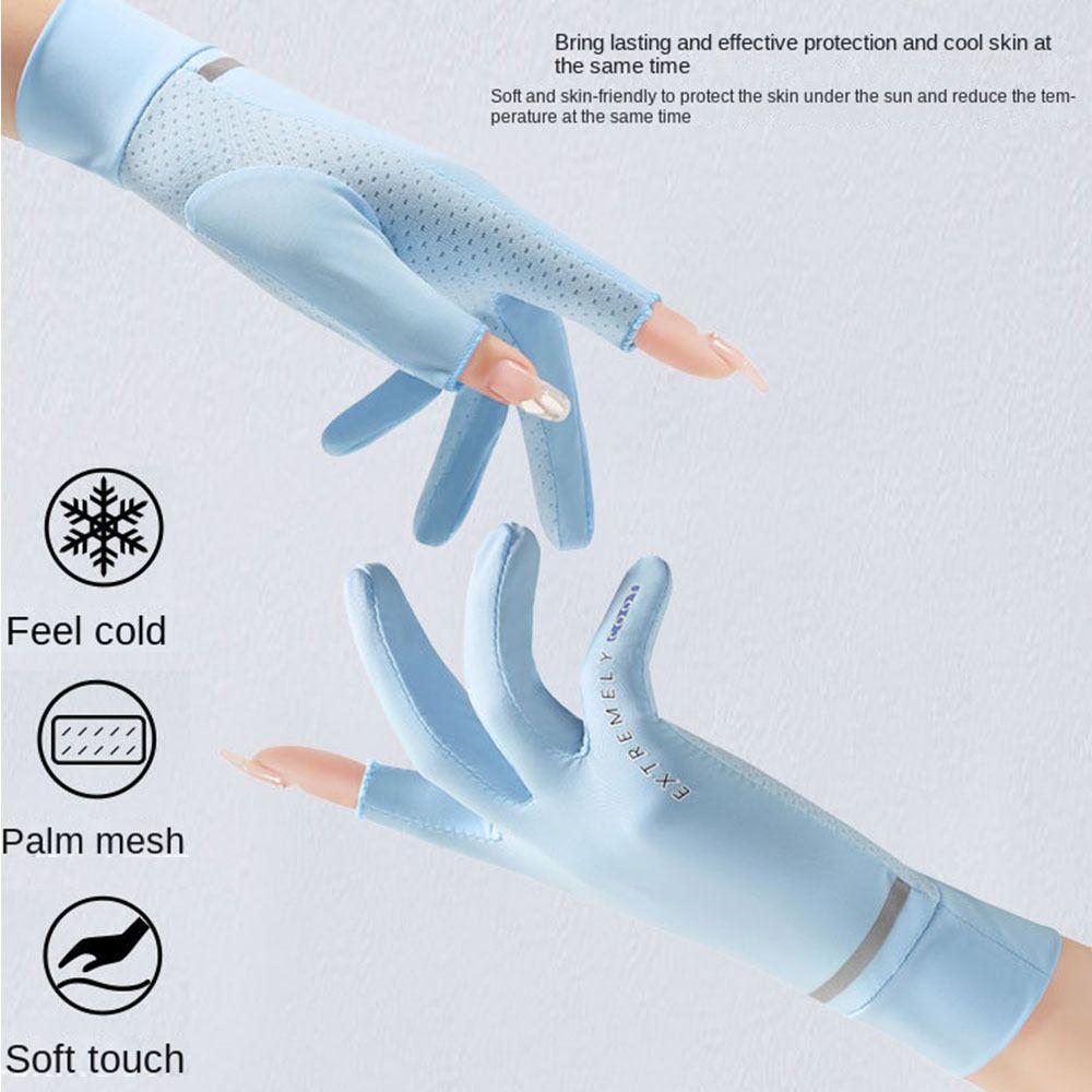 1 pair Women Outdoor Touch Screen Thin Driving Sunscreen Gloves Mitten Sun Protection Gloves