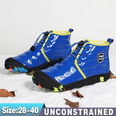 Детские зимние сапоги Детская спортивная обувь Зимняя хлопчатобумажная обувь Нескользящие теплые плюшевые сапоги на снегу на открытом воздухе Теплая меховая обувь с высоким берцем Водонепроницаемые теплые кроссовки