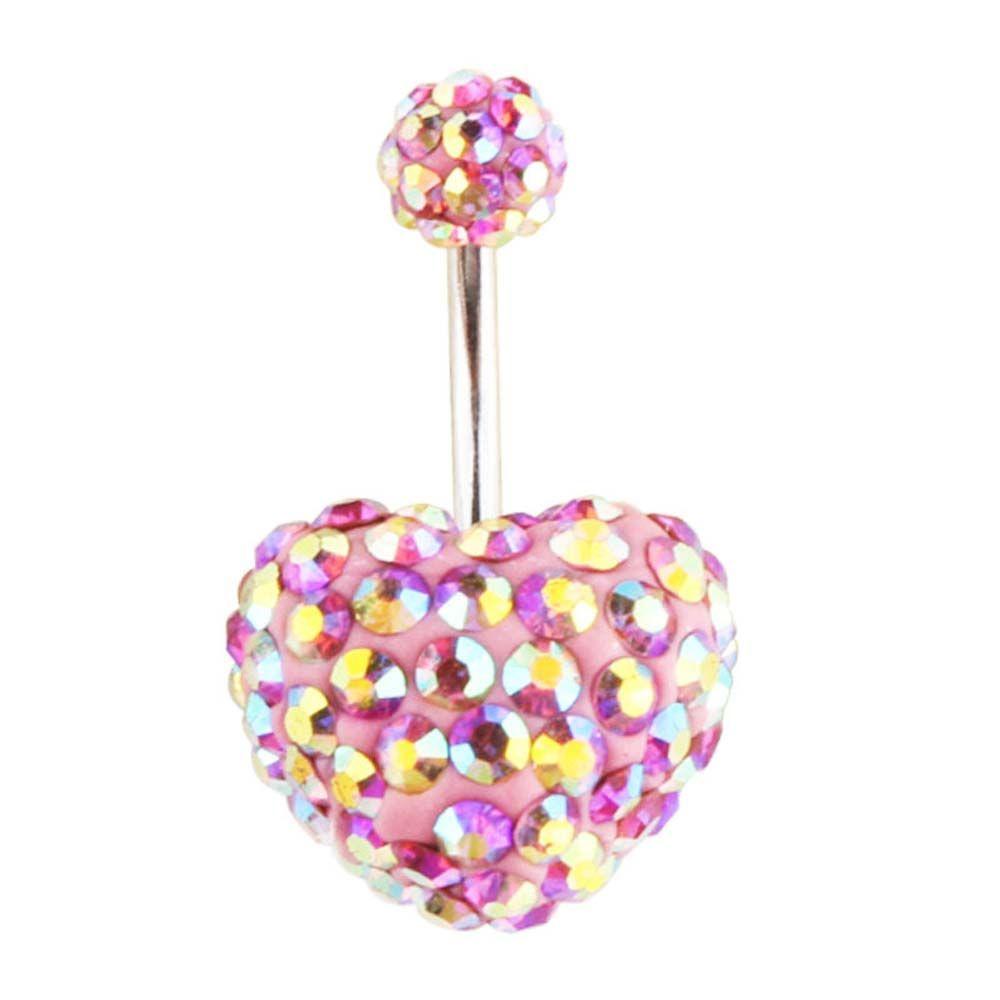 Heart-shaped Crystal Stainless Steel Umbilical Ring Navel Piercing Body Piercing Belly Button Rings