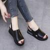 Muffin Thick Bottom Slope Heel Shoes Female Summer Outside Wear Buckle Sandals Slippers Big Yards High-heeled Sandals Female