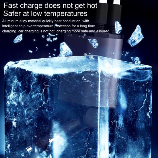 Автомобильное зарядное устройство с двойным выдвижным кабелем Type-C 8-контактный USB 3A 2.4A напряжение цифровой дисплей