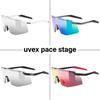 Спортивные солнцезащитные очки UV400 Зеркальные линзы Pace Stage Черные матовые [Uvex] Антизапотевающие для велоспорта/бега/активного отдыха (Серебряный)