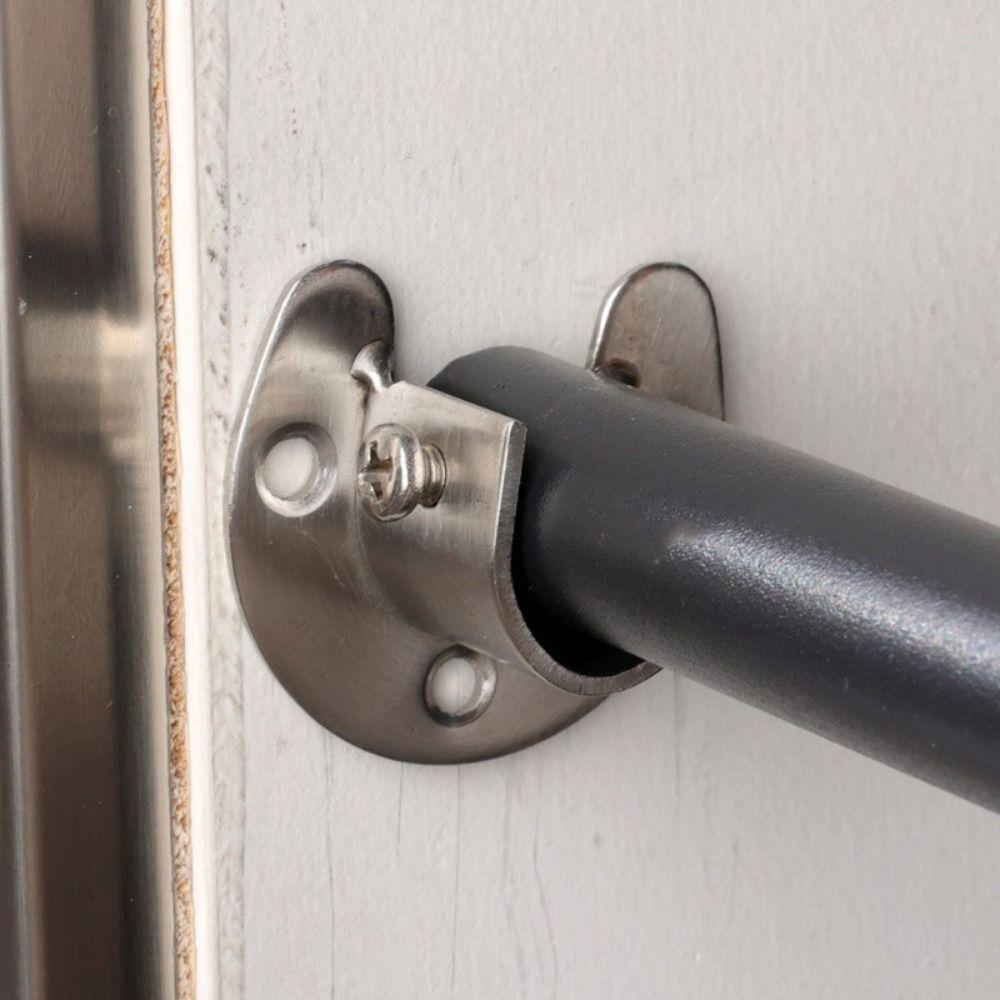 2PCS with Screws Flange Seat Thick Closet Rod Brackets Durable Furniture Hanger Rail