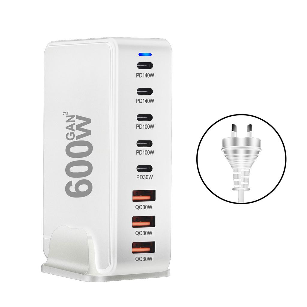 600 Вт настольные зарядные устройства GaN USB C USB A зарядная станция настольный Multiport для быстрых зарядных устройств адаптер питания для ноутбука