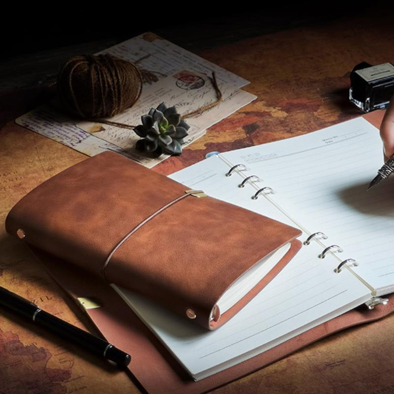 Vintage Notebook Notepad Soft Leather Binder Faux Leather Diary A6 Blank Kraft Paper Hand-written Ledger Notebooks Planner