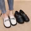 New Soft-soled Loafers British Style One-pedal Thick-soled Small Leather Shoes Metal Buckle Casual Shoes Manufacturer Women's Shoes
