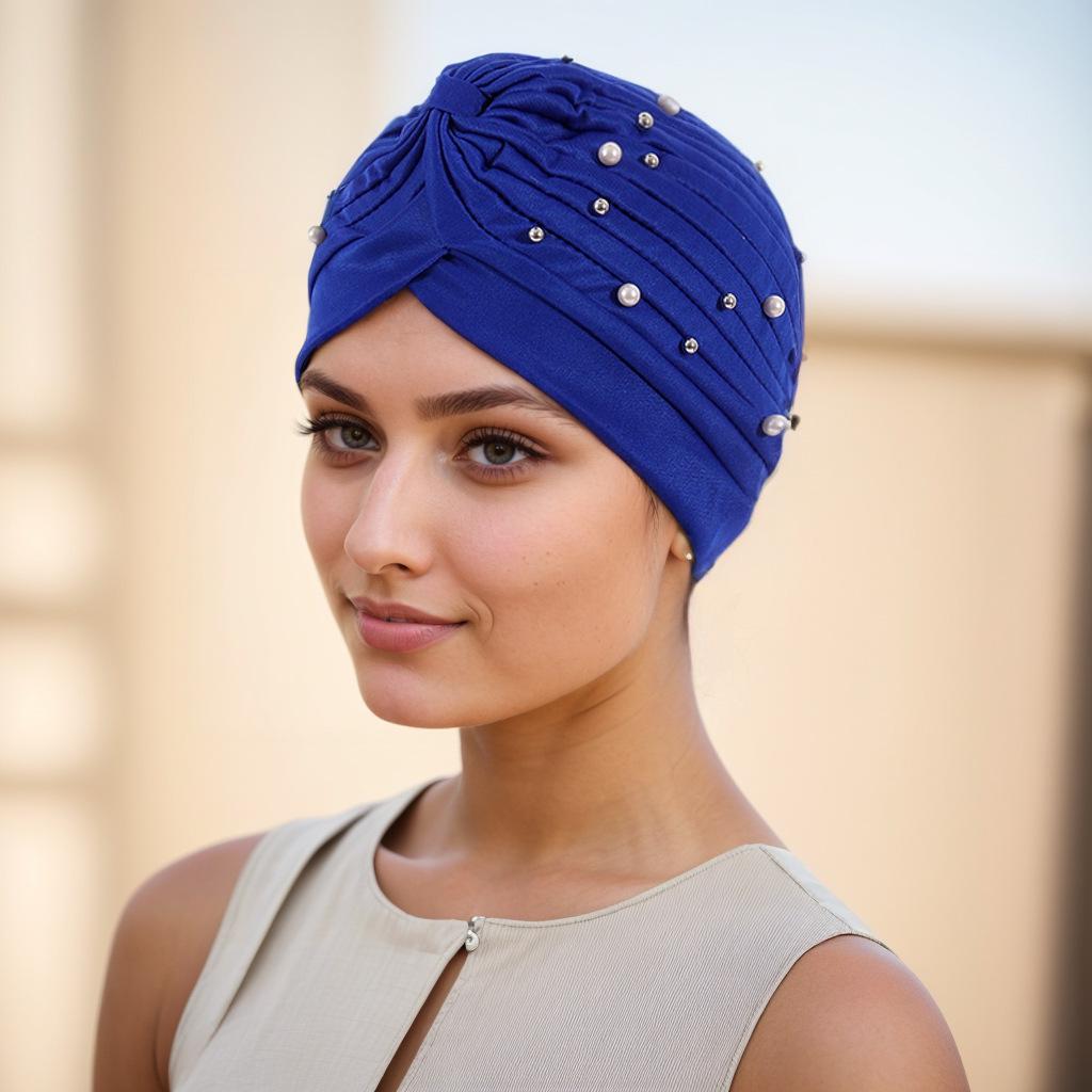 Стильный плиссированный платок-шарф с бусинами цвета арбуза