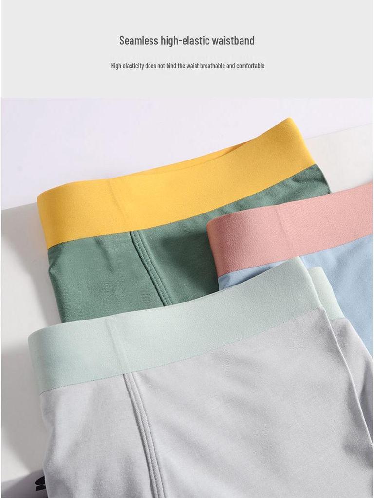Men's Seamless Antibacterial Modal Boxer Briefs - Mid-Waist, Thin & Breathable