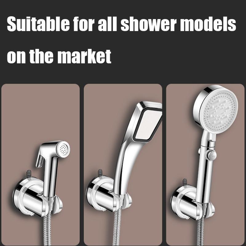 Suction Cup Shower Head Holder 120° Adjustable No Drilling Handheld Shower Bracket Universal Removable Shower Mount For Bathroom