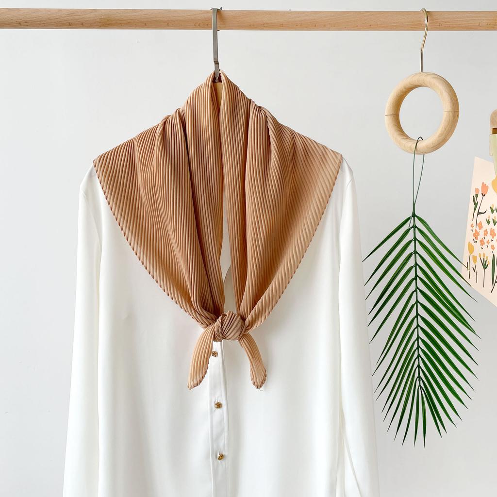 Малазийский платок для головы, однотонный шифоновый квадратный бархатный плиссированный тюль, шарф-обертка, универсальный шарф-шаль