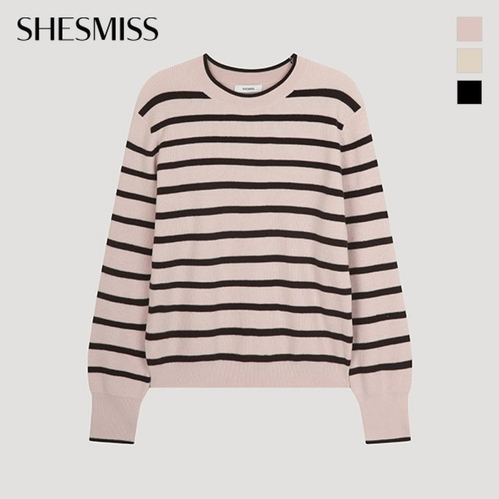  Shs Miss  Wool Stripe Round Neck Knit Sskpoo42050