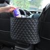Leather Car Seat Organizer with Multi-Pocket Storage Net Hanging Car Storage Bag for Organizing Travel Essentials