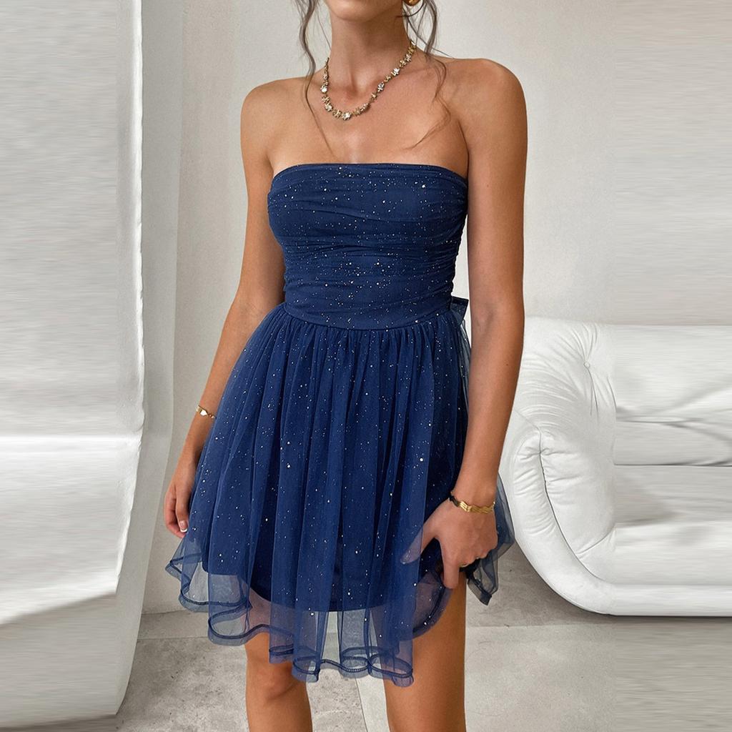 Женское модное короткое платье с сетчатым платьем на груди