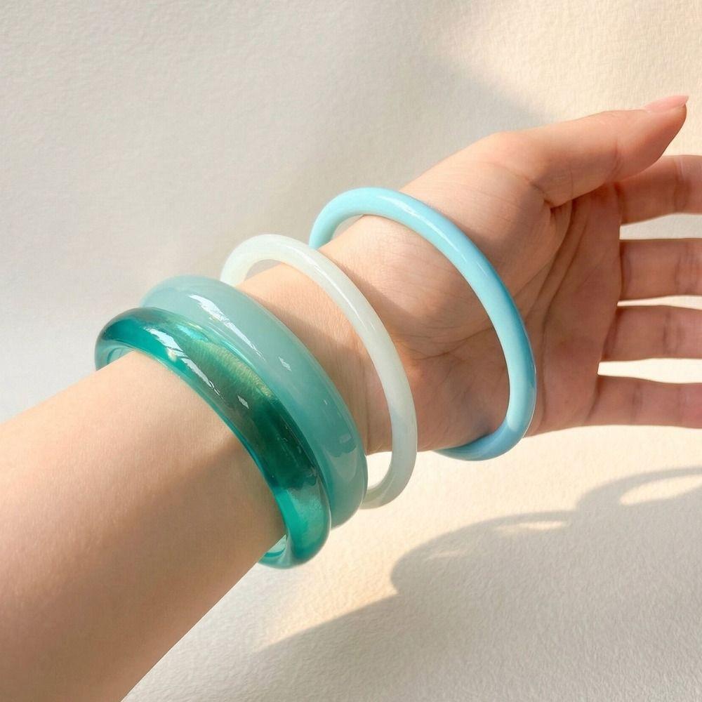 4Pcs/Set Resin Bangle Stackable Boho Bracelets Fashion Geometric Bracelets Women