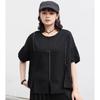 2025 Plus Size Summer Solid Bat White T-shirt Women Short Sleeve Long Buttons Loose Tops Tees