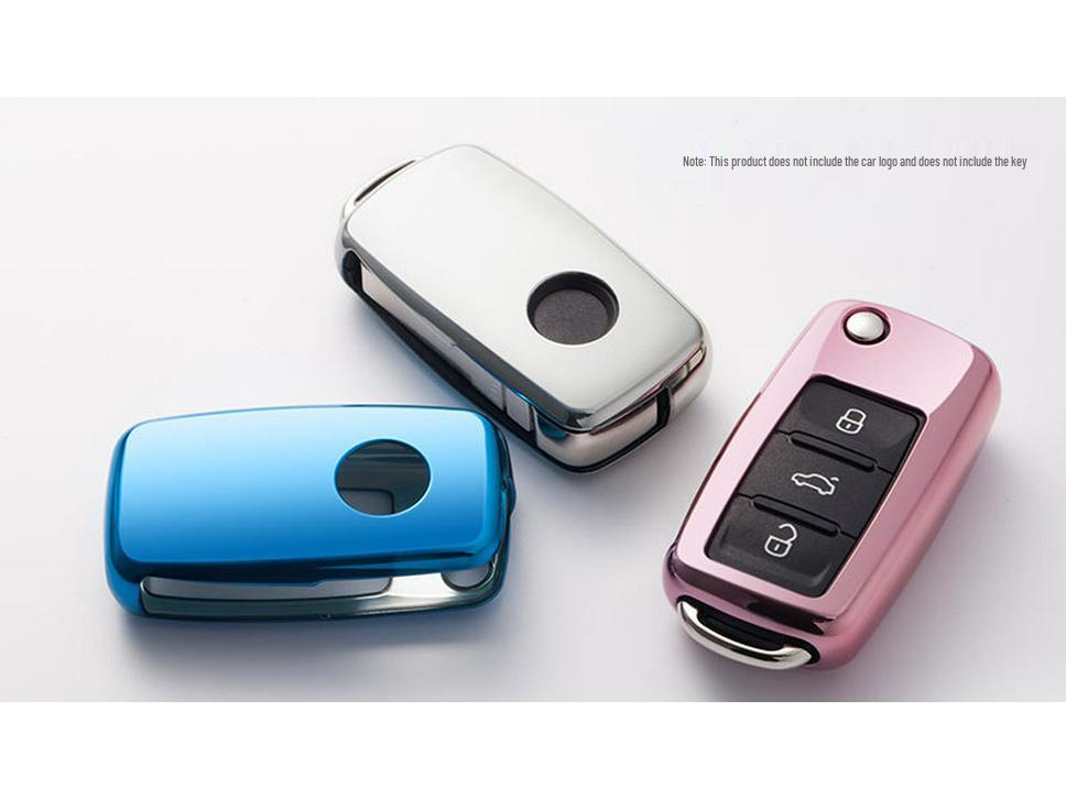 Volkswagen Folding TPU Key Case with Electroplated Soft Rubber Protective Shell for Lavida and Lamando Models