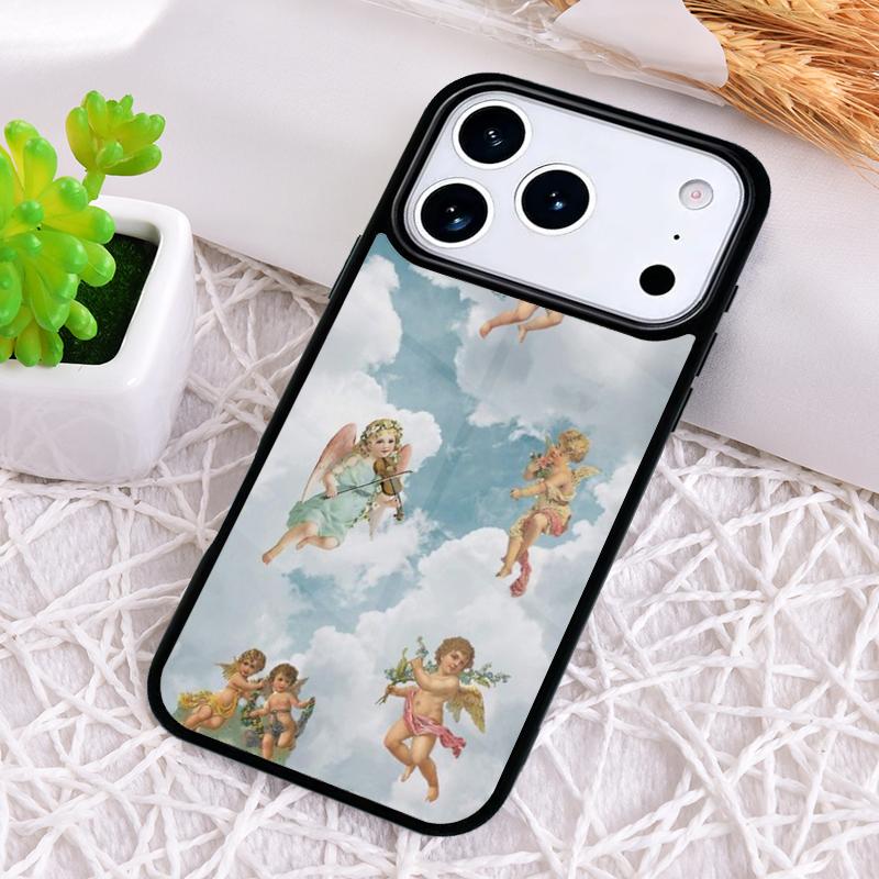 Винтажная картина Райский Ангел Ударопрочный Чехол для Телефона для iPhone 17 Air 16e 15 11 12 14 13 Pro Max Чехол Coque