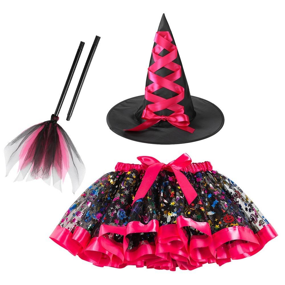 Wand Kids Halloween Costume with Hat Halloween Children's Witch Dress Halloween Decoration