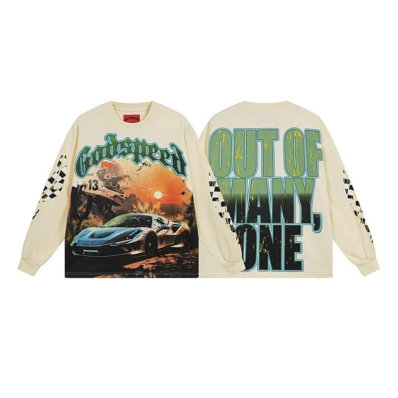 Mens Oversized Cotton Long Sleeve Tee With Skull Graphic Print Streetwear Rock Band Style Loose Fit Teens Adults