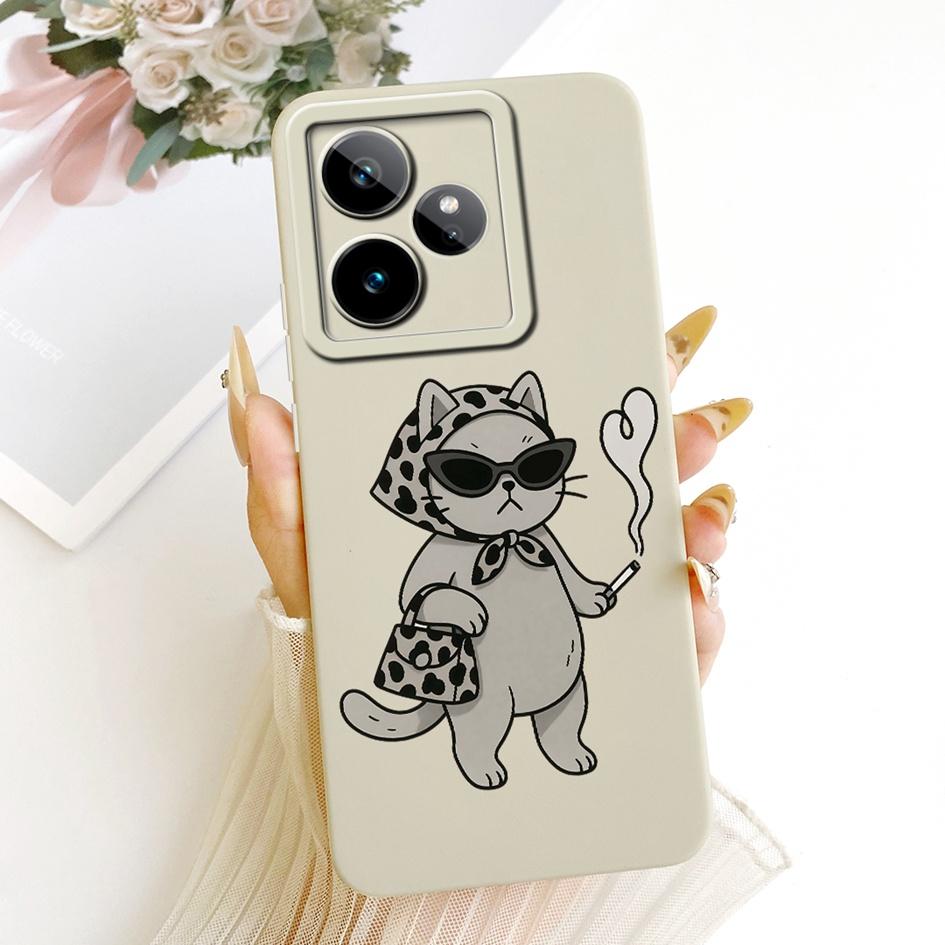 Чехол для Realme GT 7 RMX5061 Креативный мультяшный кот Конфетный окрашенный чехол Мягкий силиконовый бампер Для Realme GT7 Pro 7T RealmeGT7 Funda