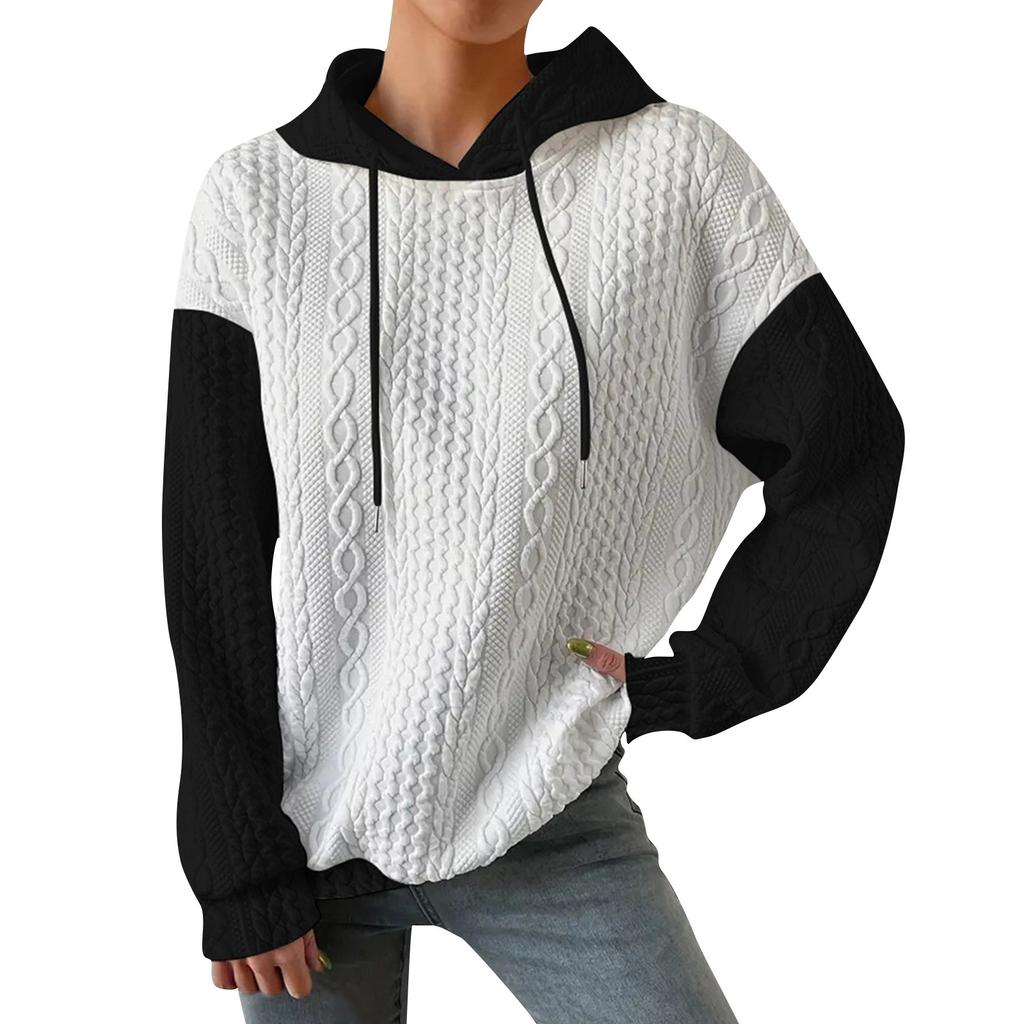 Women's Patchwork Fashion Comfortable Casual Hooded Long Sleeve Sweatshirt