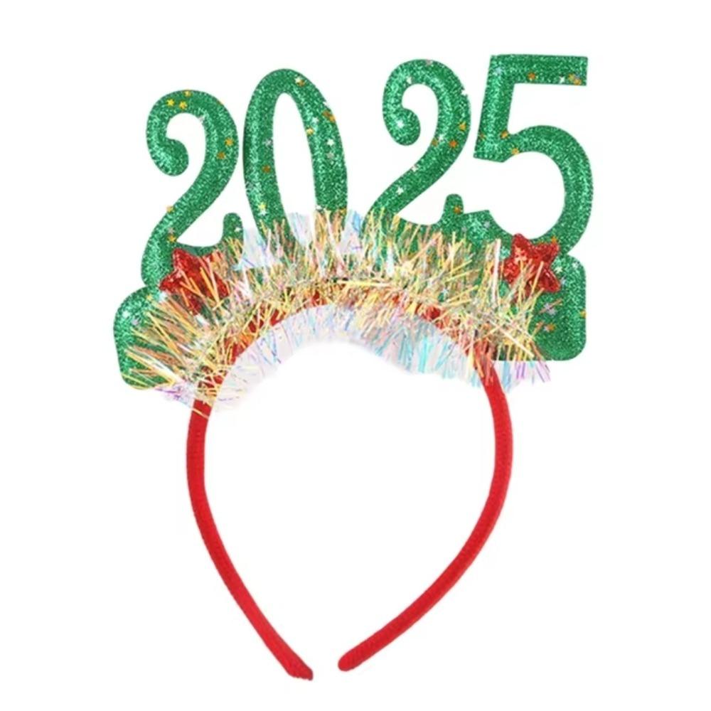 Wear-resistant Sequin 2025 New Year Headbands Non-slip Happy New Year Headdress  Party Favors