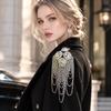 Rhinestone Tassel Chain Epaulette Peacock Jacket Shoulder Chain Brooch Shoulder Board  Men
