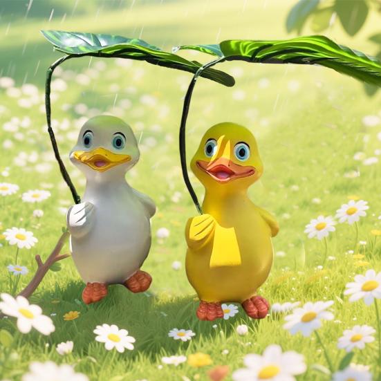 Садовая утка со статуэткой с зонтиком, смола, садовое украшение в виде утки, реалистичная утка