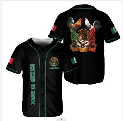 Mexico baseball team element print summer v-neck button-down baseball jersey