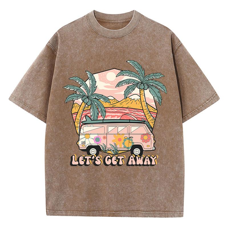 Женская футболка Harajuku из хлопка с принтом Let's Get Away Take The Bus Go On Vacation Модные уличные топы Женская одежда
