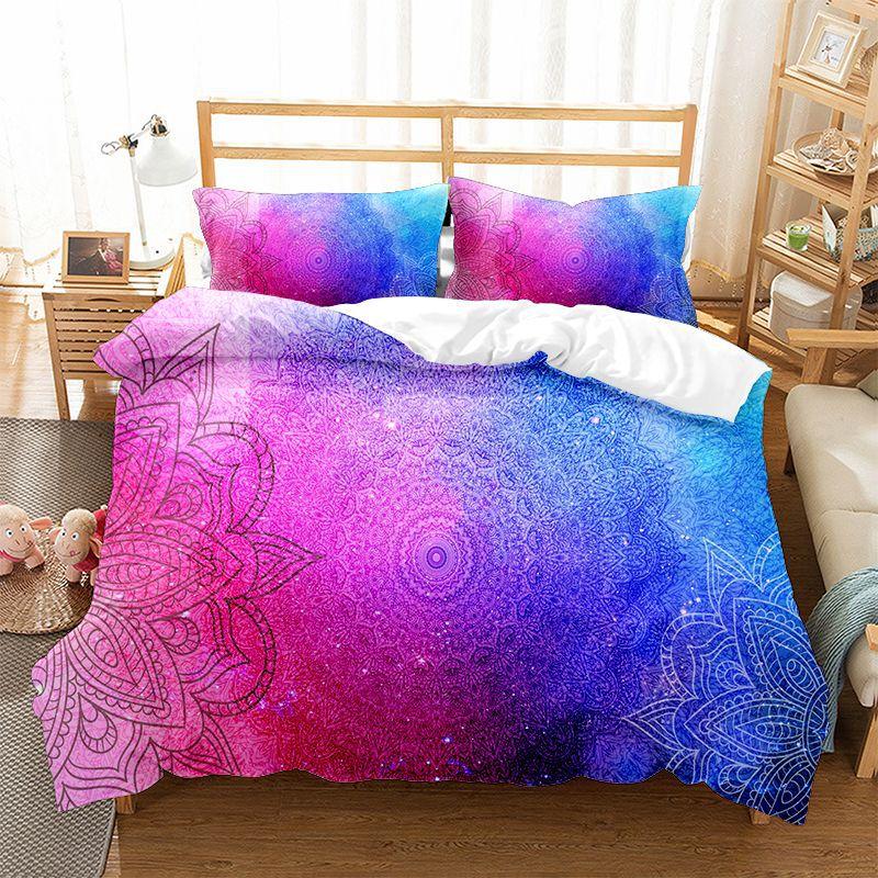 Mandala Flower Duvet Cover Set Bohemian Style Colourful Flowers Comforter Cover King Size for Boys Girls Polyester Bedding Se